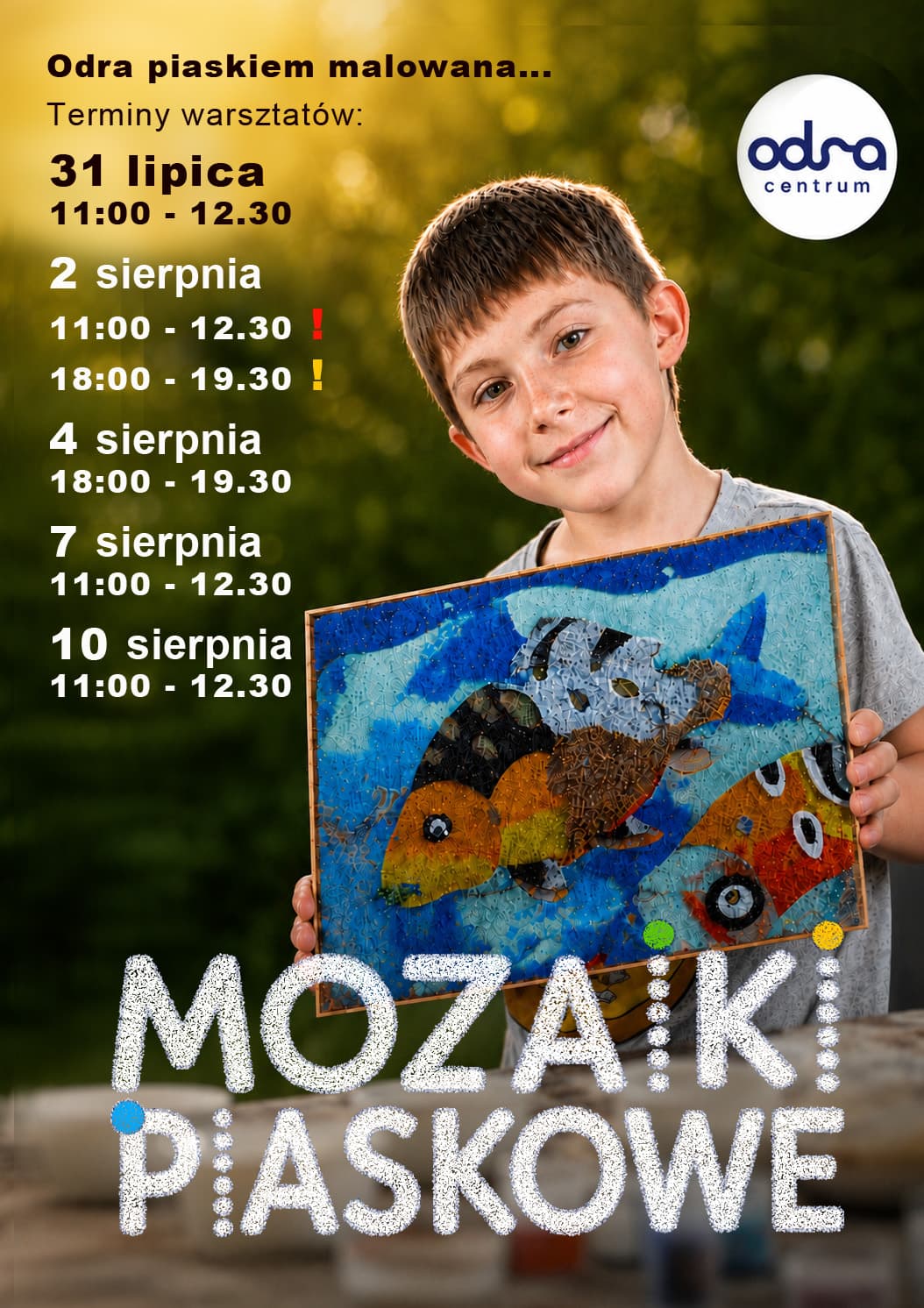 „Odra piaskiem malowana“ - warsztaty tworzenia mozaik piaskowych dla dzieci w Odra Centrum.