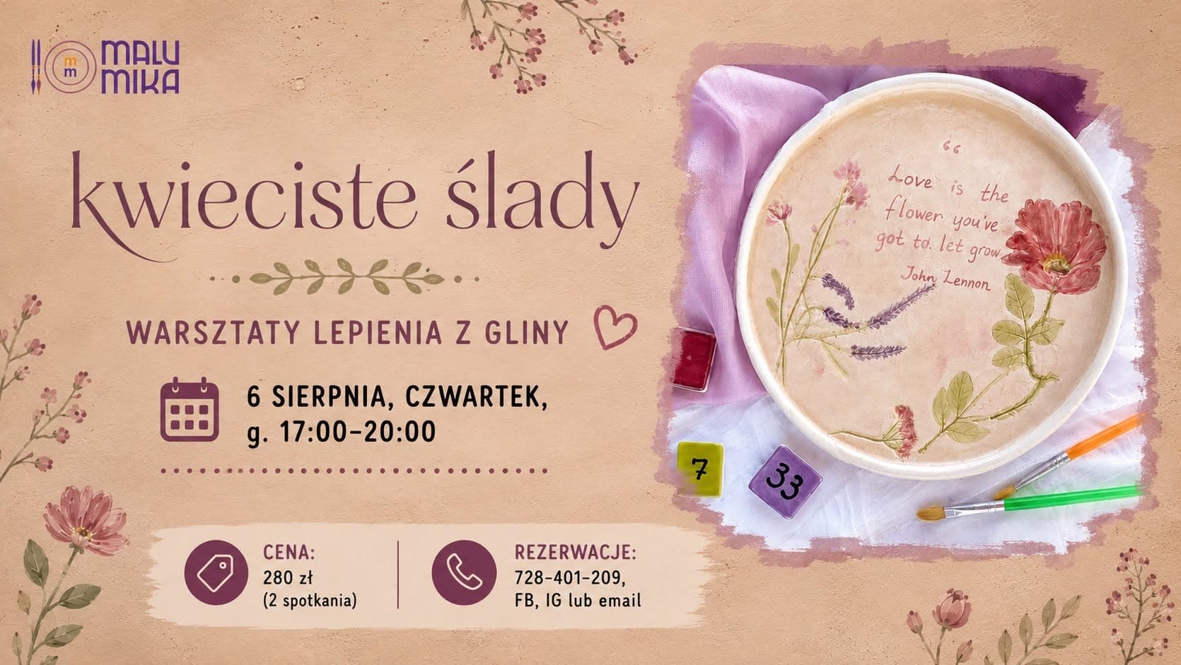 Warsztaty z gliną - Kwieciste ślady